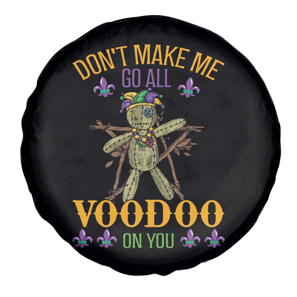 Mardi Gras Spare Tire Cover Don't Make Me Go All Voodoo On You Creepy Doll