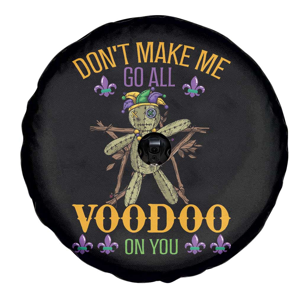 Mardi Gras Spare Tire Cover Don't Make Me Go All Voodoo On You Creepy Doll