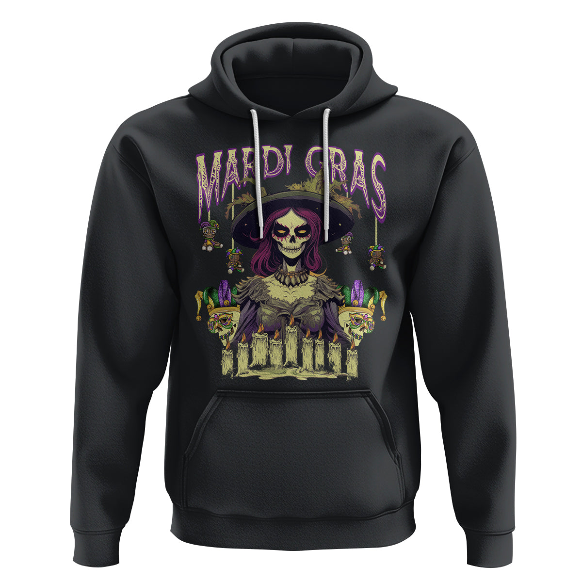 Mardi Gras Hoodie Voodoo Queen Creepy Doll