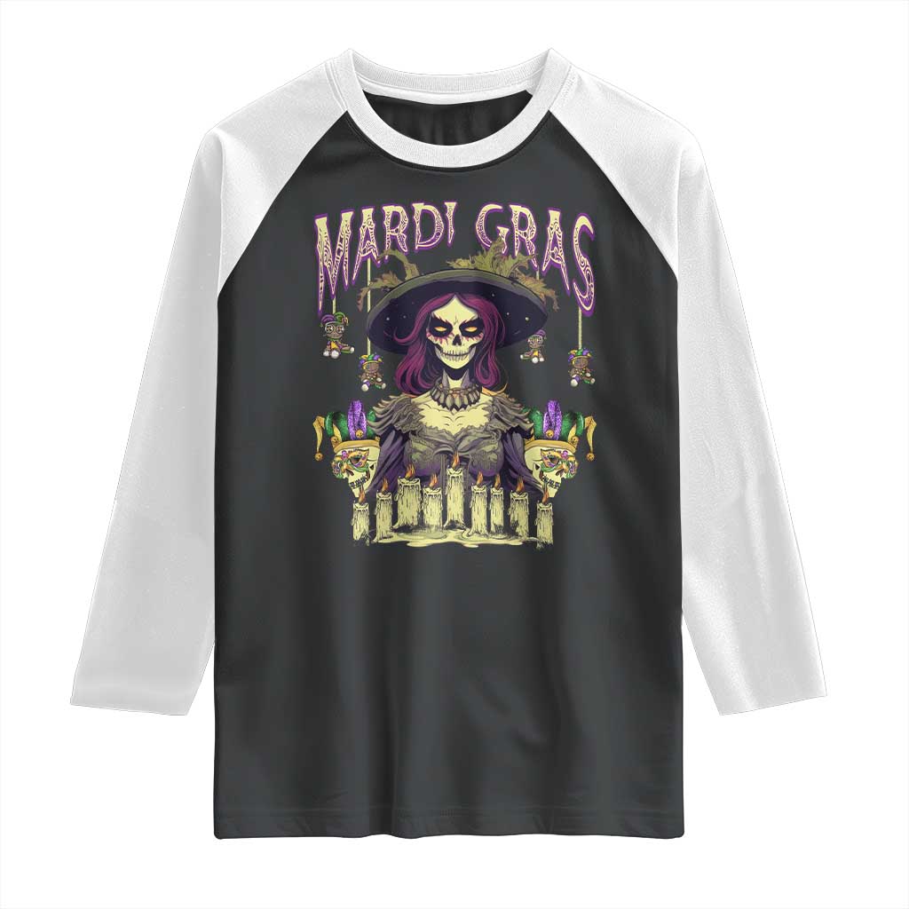 Mardi Gras Raglan Shirt Voodoo Queen Creepy Doll