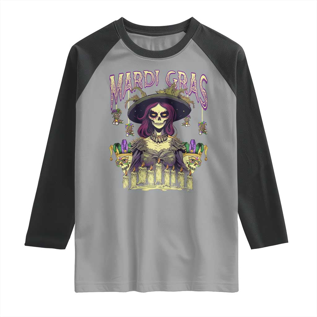 Mardi Gras Raglan Shirt Voodoo Queen Creepy Doll