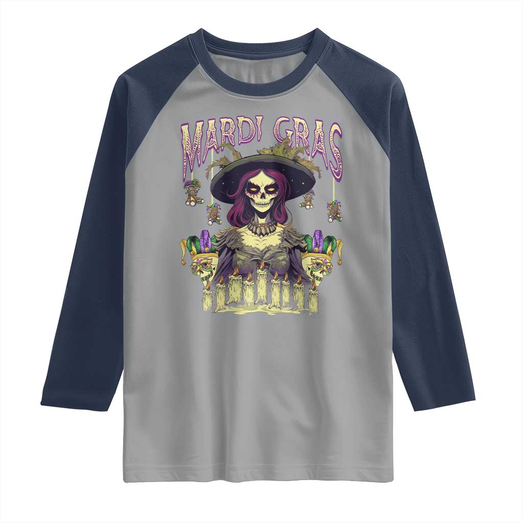 Mardi Gras Raglan Shirt Voodoo Queen Creepy Doll
