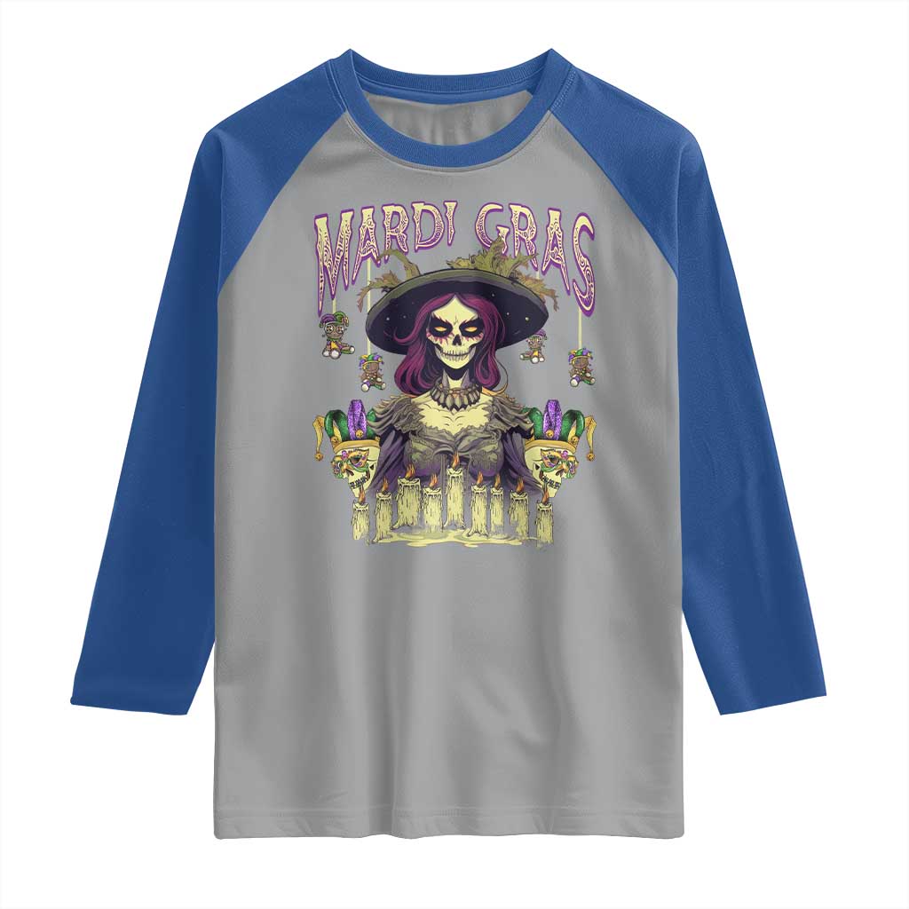 Mardi Gras Raglan Shirt Voodoo Queen Creepy Doll