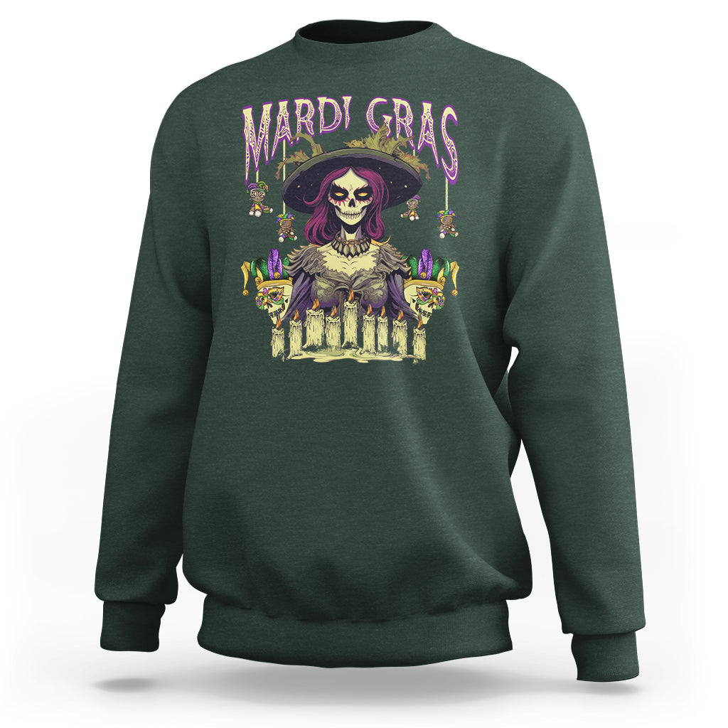 Mardi Gras Sweatshirt Voodoo Queen Creepy Doll - Wonder Print Shop