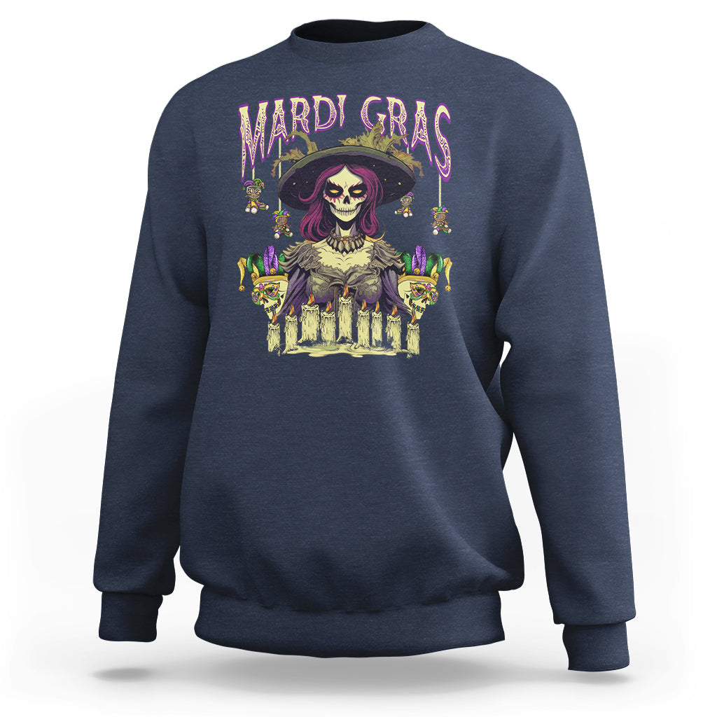 Mardi Gras Sweatshirt Voodoo Queen Creepy Doll - Wonder Print Shop