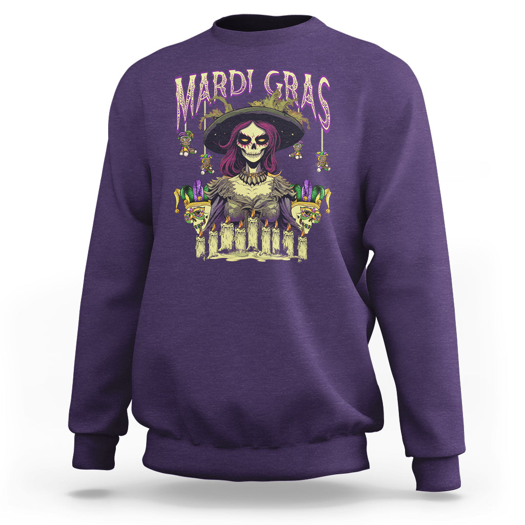 Mardi Gras Sweatshirt Voodoo Queen Creepy Doll - Wonder Print Shop