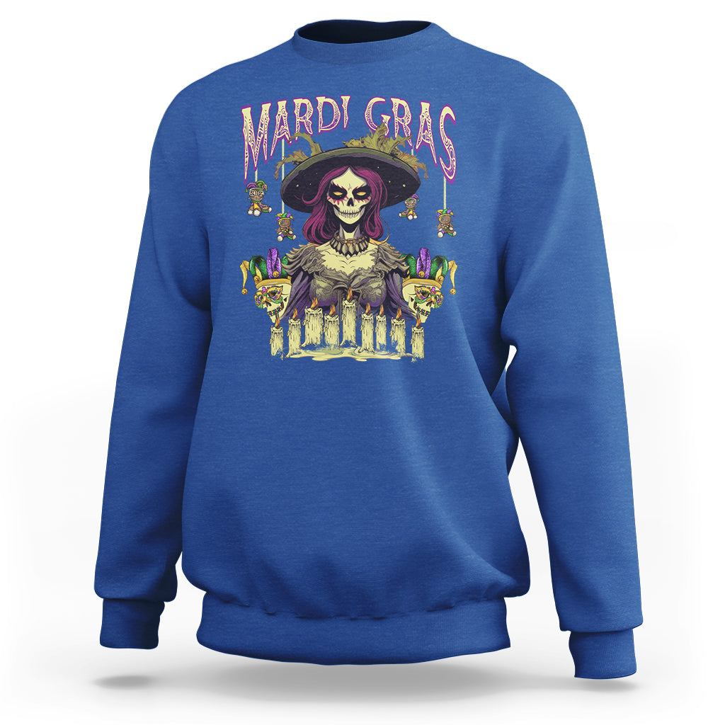Mardi Gras Sweatshirt Voodoo Queen Creepy Doll - Wonder Print Shop