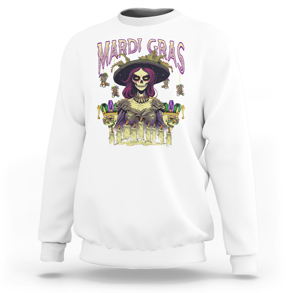 Mardi Gras Sweatshirt Voodoo Queen Creepy Doll - Wonder Print Shop