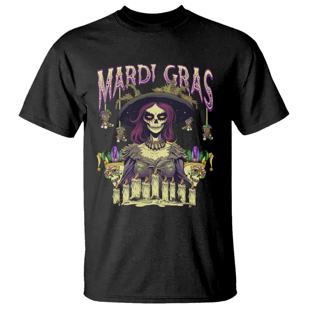 Mardi Gras T Shirt Voodoo Queen Creepy Doll - Wonder Print Shop