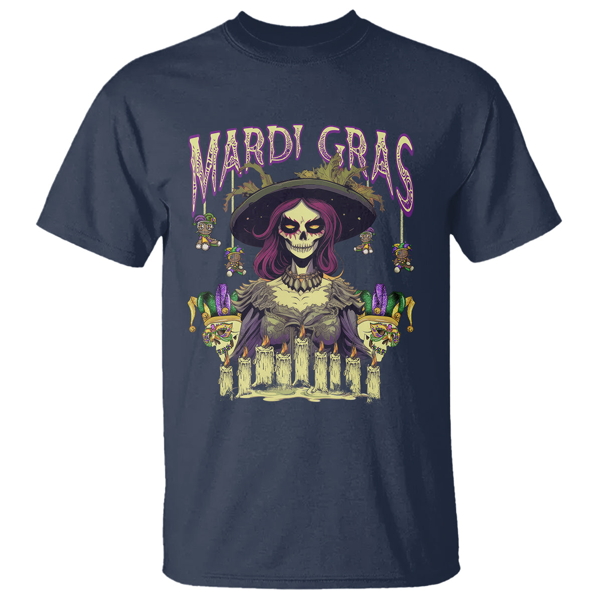 Mardi Gras T Shirt Voodoo Queen Creepy Doll - Wonder Print Shop