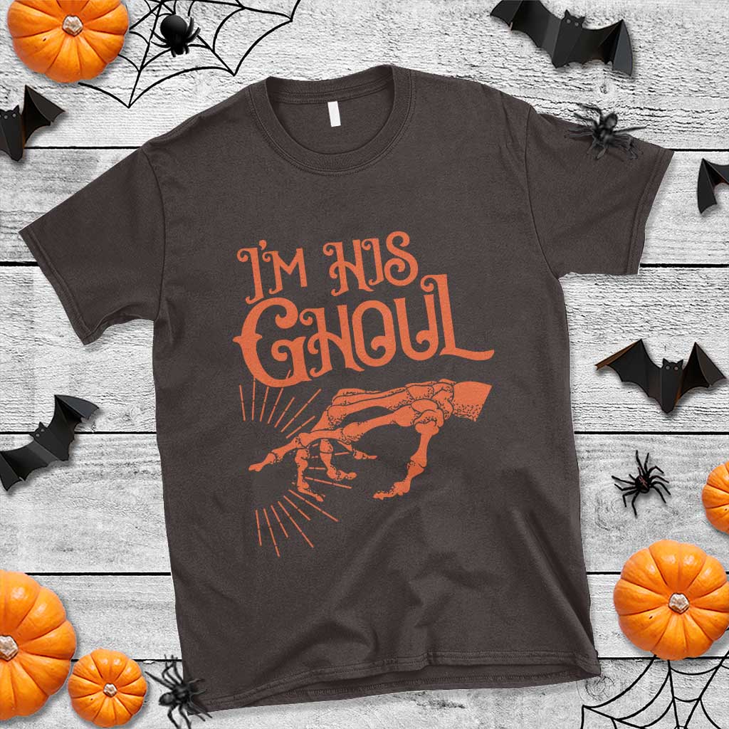 Halloween Couple Matching T Shirt I'm His Ghoul Skeleton Hand - Wonder Print Shop