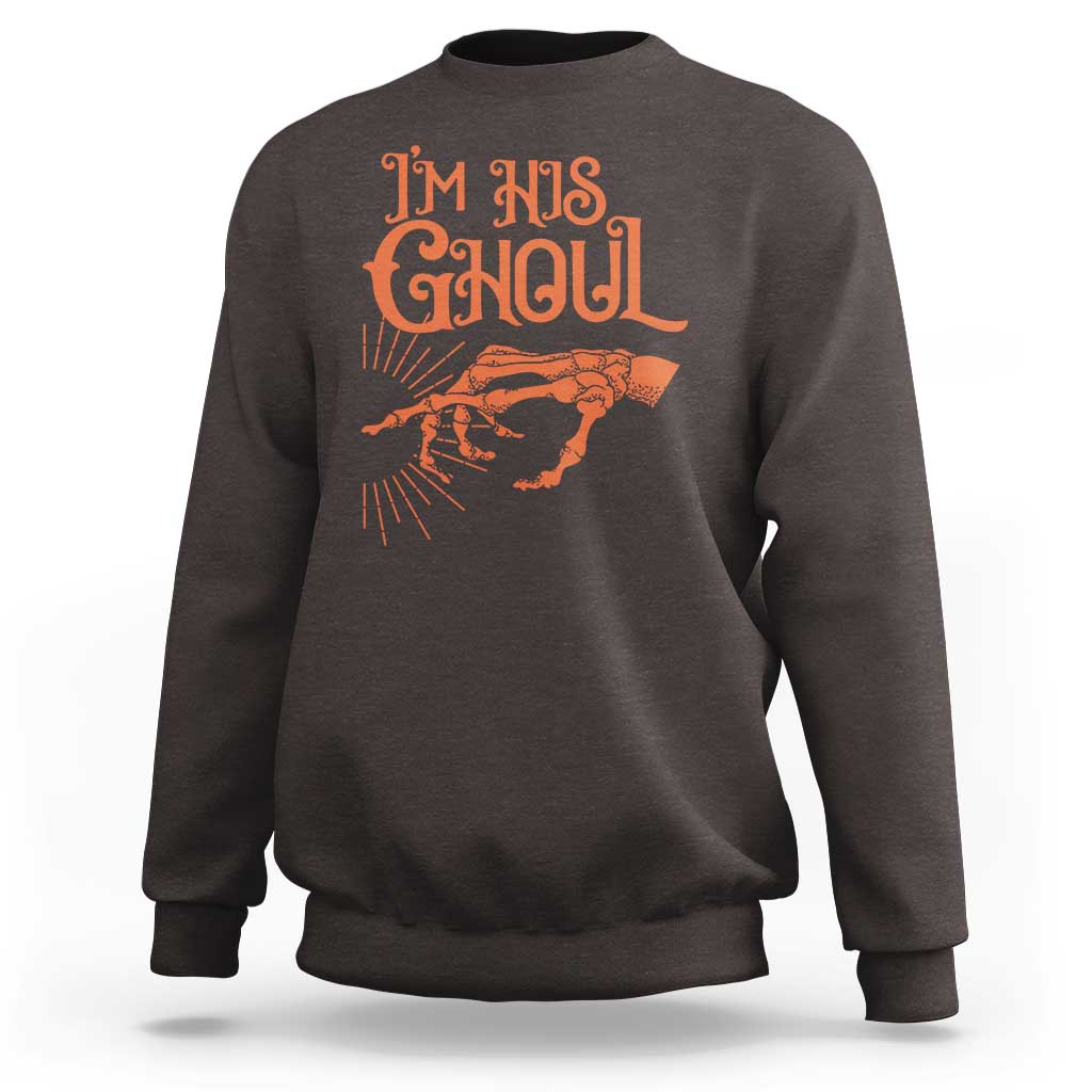 Halloween Couple Matching Sweatshirt I'm His Ghoul Skeleton Hand - Wonder Print Shop