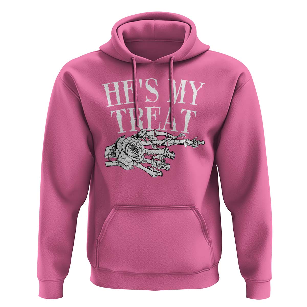 Halloween Couple Matching Hoodie He's My Treat Skeleton Hand - Wonder Print Shop