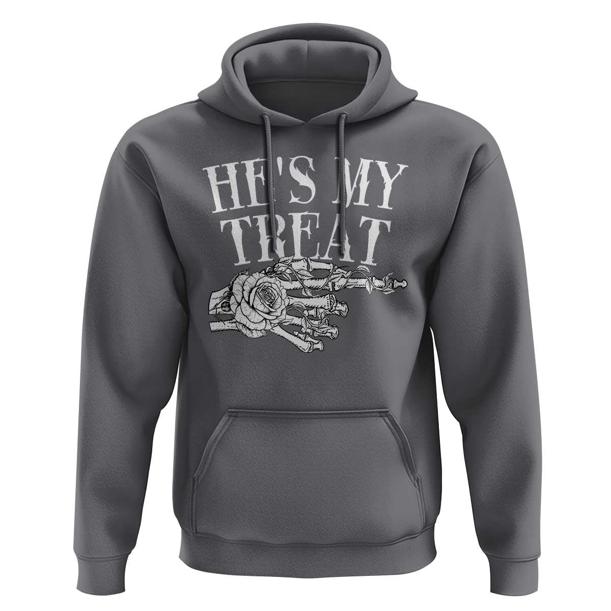 Halloween Couple Matching Hoodie He's My Treat Skeleton Hand - Wonder Print Shop