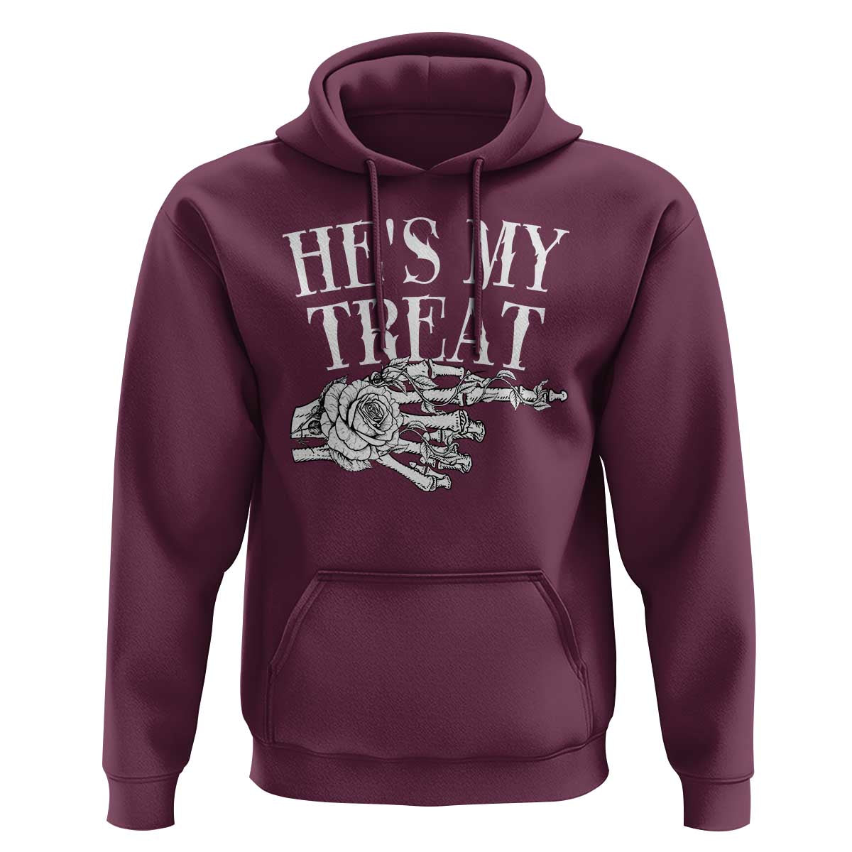 Halloween Couple Matching Hoodie He's My Treat Skeleton Hand - Wonder Print Shop