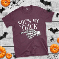 Halloween Couple Matching T Shirt She's My Trick Skeleton Hand - Wonder Print Shop