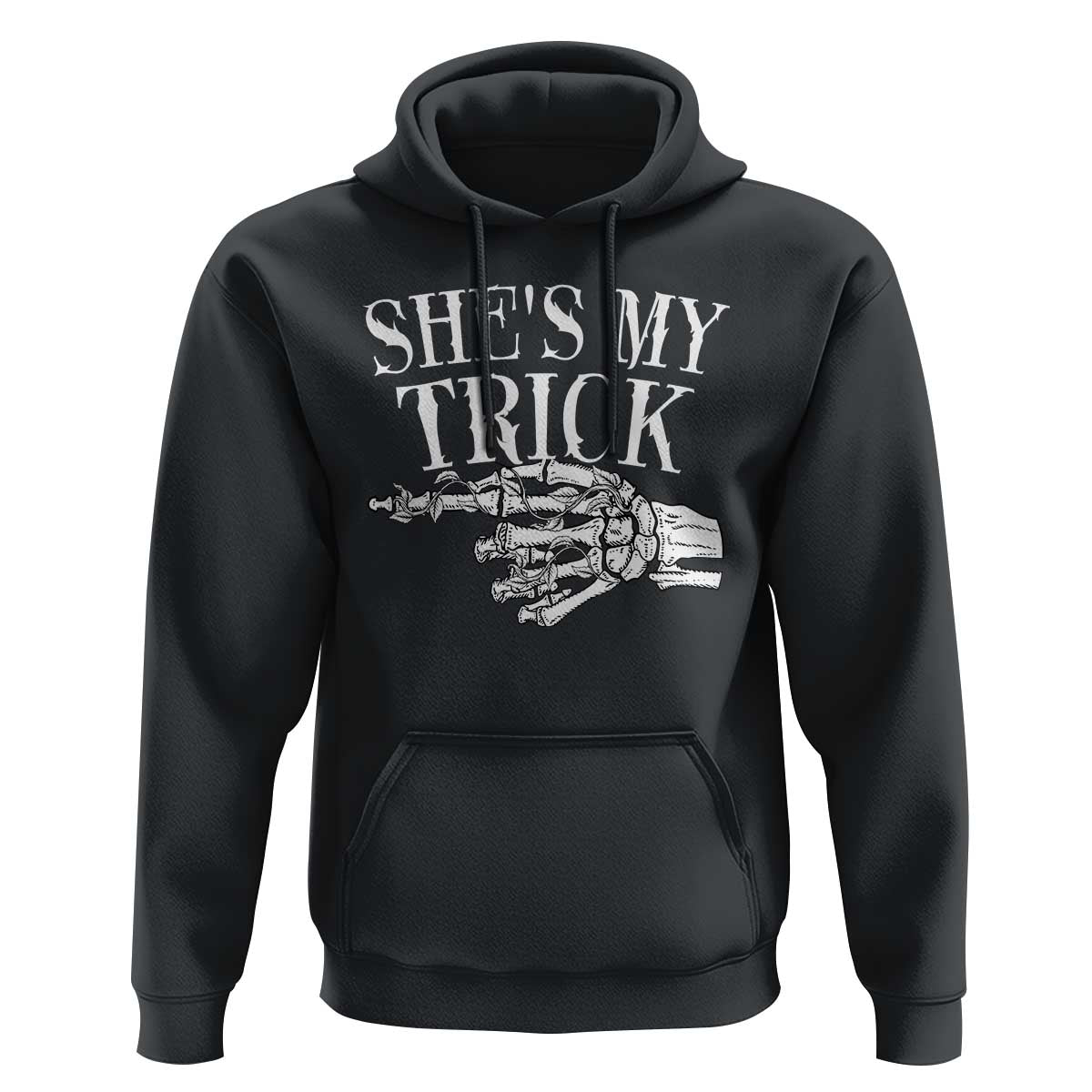 Halloween Couple Matching Hoodie She's My Trick Skeleton Hand - Wonder Print Shop