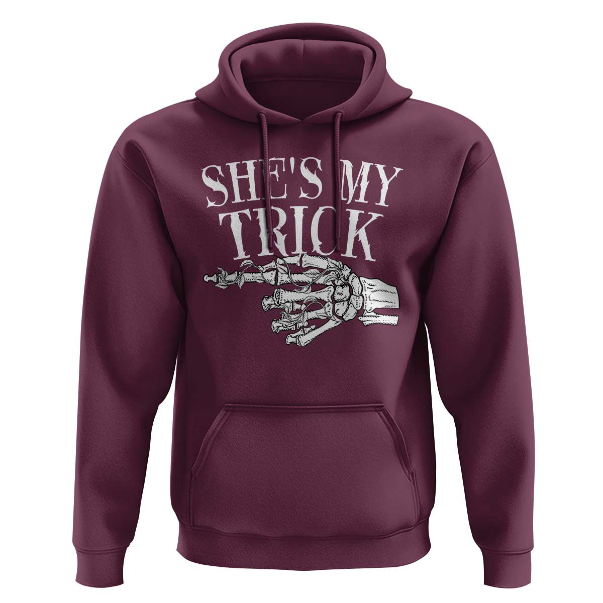 Halloween Couple Matching Hoodie She's My Trick Skeleton Hand - Wonder Print Shop