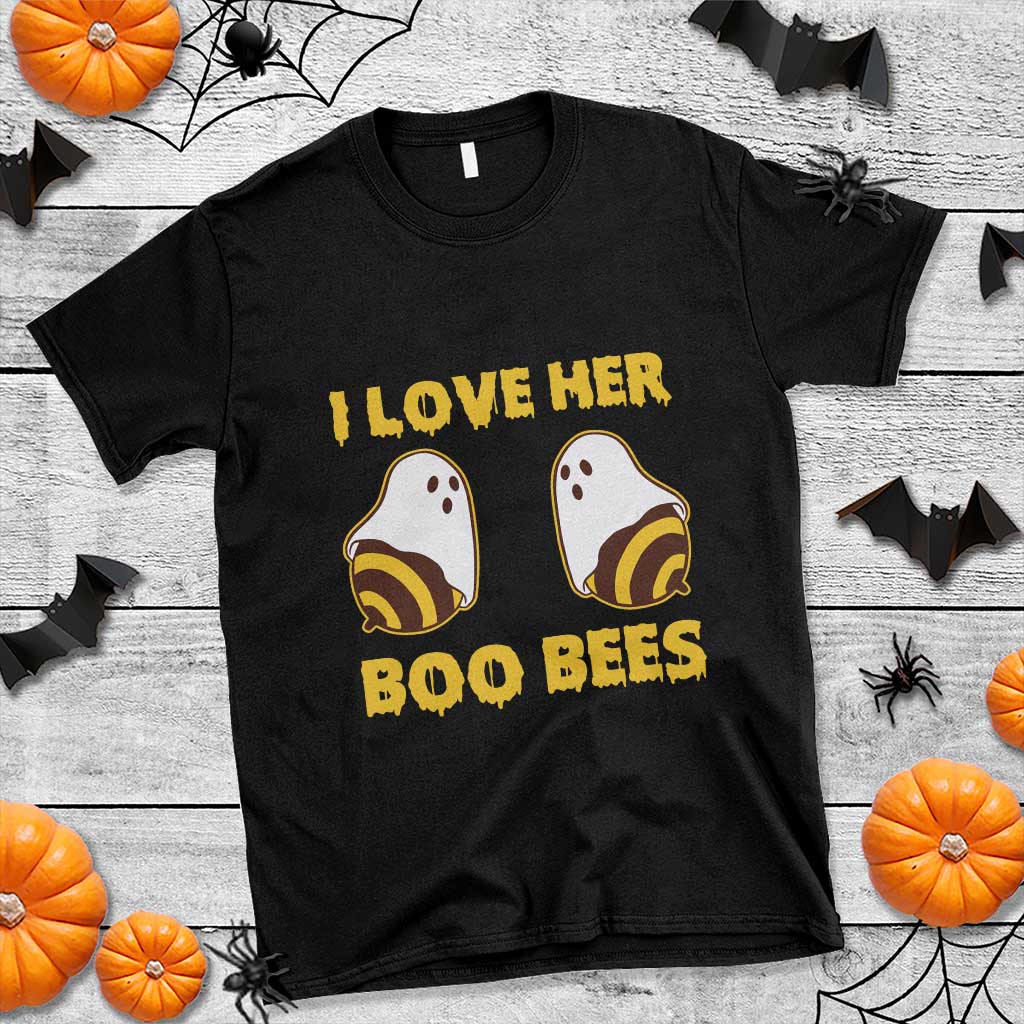 Halloween Couple Matching T Shirt I Love Her Boo Bees - Wonder Print Shop
