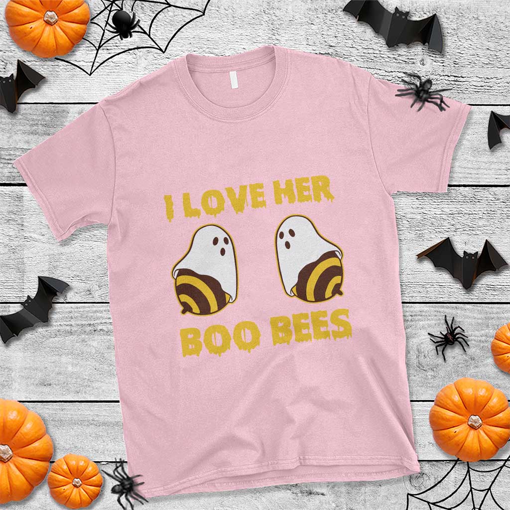 Halloween Couple Matching T Shirt I Love Her Boo Bees - Wonder Print Shop