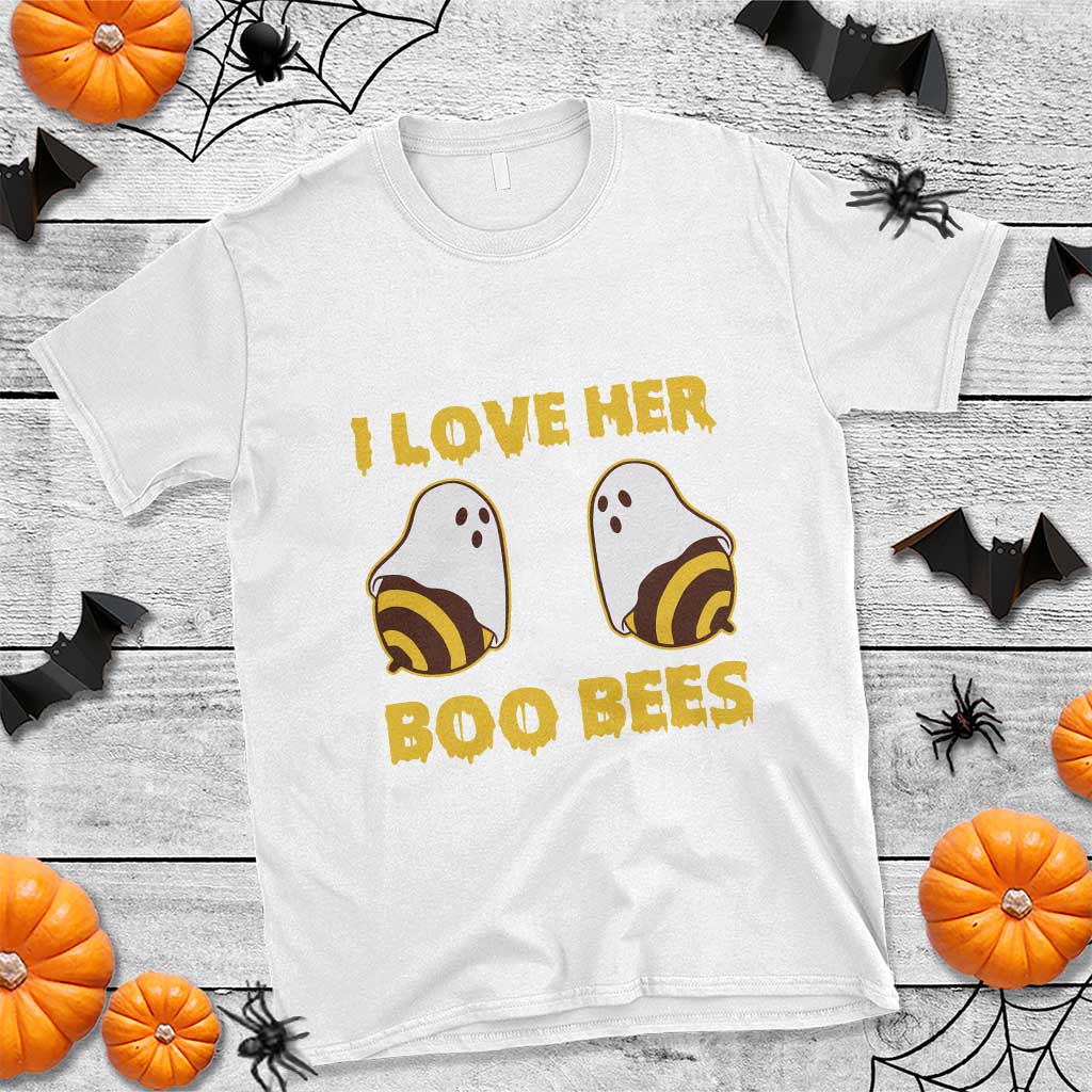 Halloween Couple Matching T Shirt I Love Her Boo Bees - Wonder Print Shop