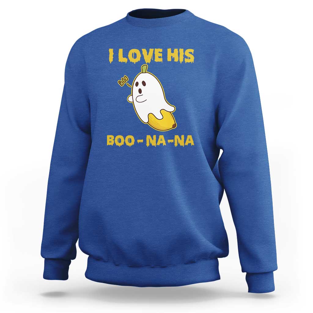 Halloween Couple Matching Sweatshirt I Love His Boo-na-na - Wonder Print Shop