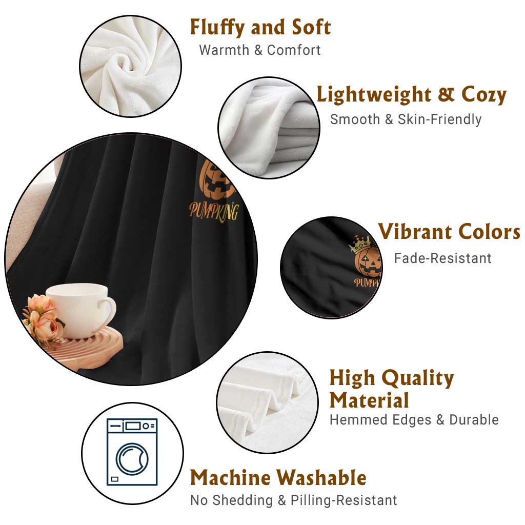 Halloween Couple Matching Throw Blanket Pumpking Funny Spooky Pumpkin - Wonder Print Shop