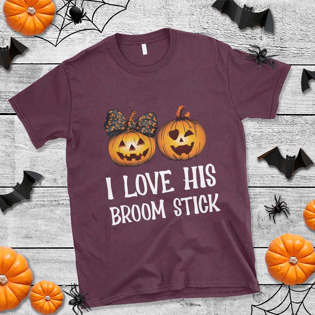Halloween Couple Matching T Shirt I Love His Broom Stick - Wonder Print Shop
