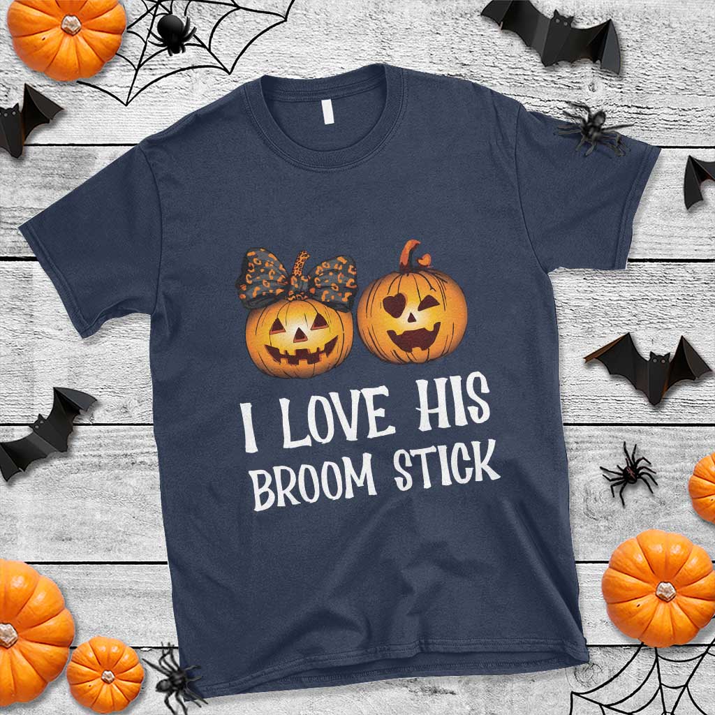 Halloween Couple Matching T Shirt I Love His Broom Stick - Wonder Print Shop