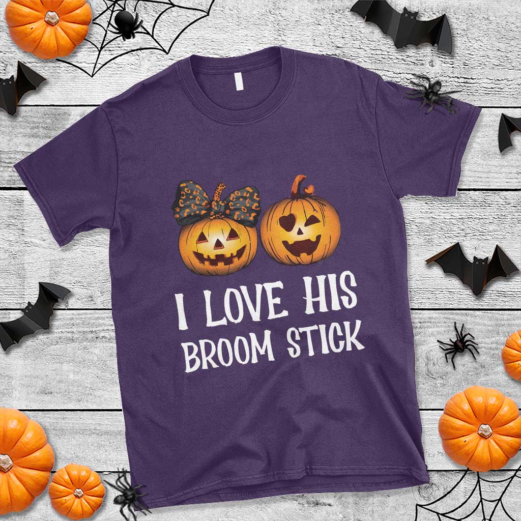 Halloween Couple Matching T Shirt I Love His Broom Stick - Wonder Print Shop