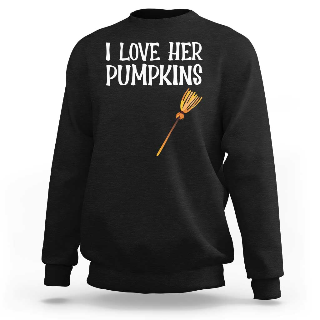 Halloween Couple Matching Sweatshirt I Love Her Pumpkins - Wonder Print Shop