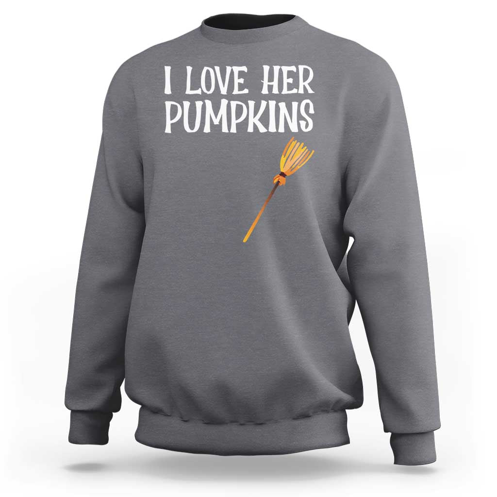 Halloween Couple Matching Sweatshirt I Love Her Pumpkins - Wonder Print Shop