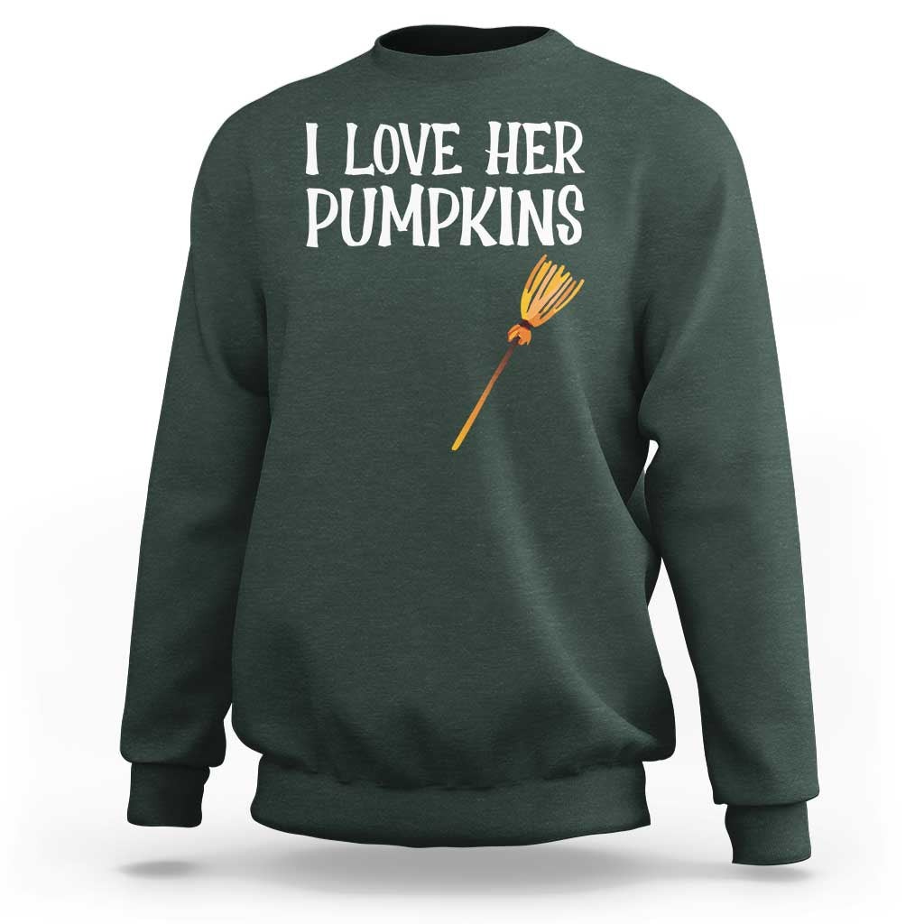 Halloween Couple Matching Sweatshirt I Love Her Pumpkins - Wonder Print Shop