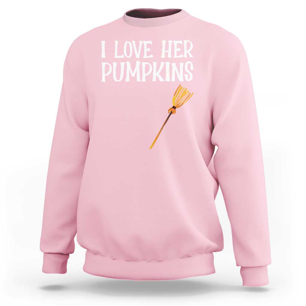 Halloween Couple Matching Sweatshirt I Love Her Pumpkins - Wonder Print Shop