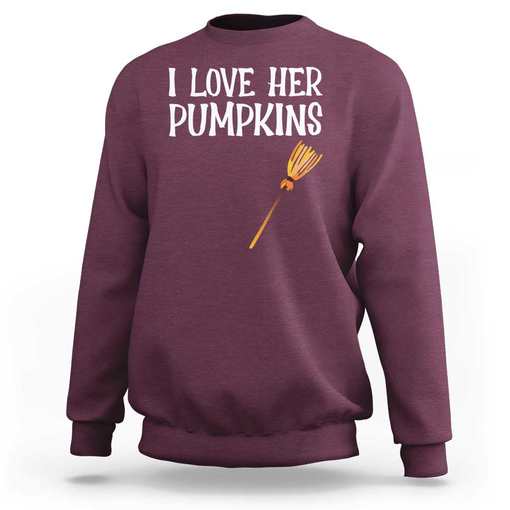 Halloween Couple Matching Sweatshirt I Love Her Pumpkins - Wonder Print Shop