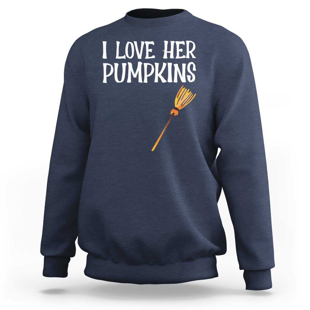 Halloween Couple Matching Sweatshirt I Love Her Pumpkins - Wonder Print Shop