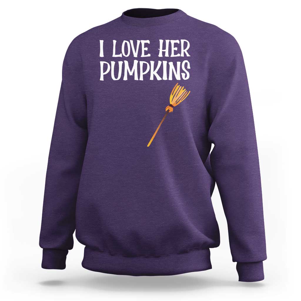 Halloween Couple Matching Sweatshirt I Love Her Pumpkins - Wonder Print Shop