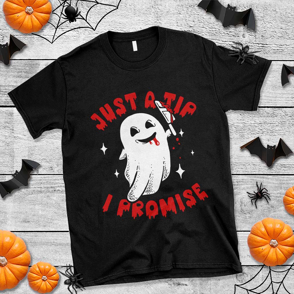 Funny Halloween T Shirt Cute Ghost Just The Tip I Promise - Wonder Print Shop