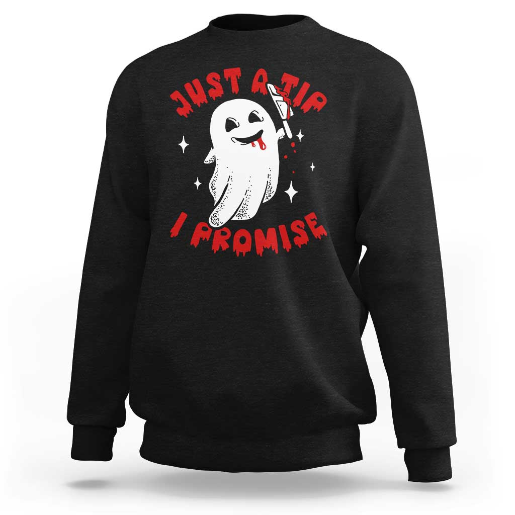 Funny Halloween Sweatshirt Cute Ghost Just The Tip I Promise - Wonder Print Shop