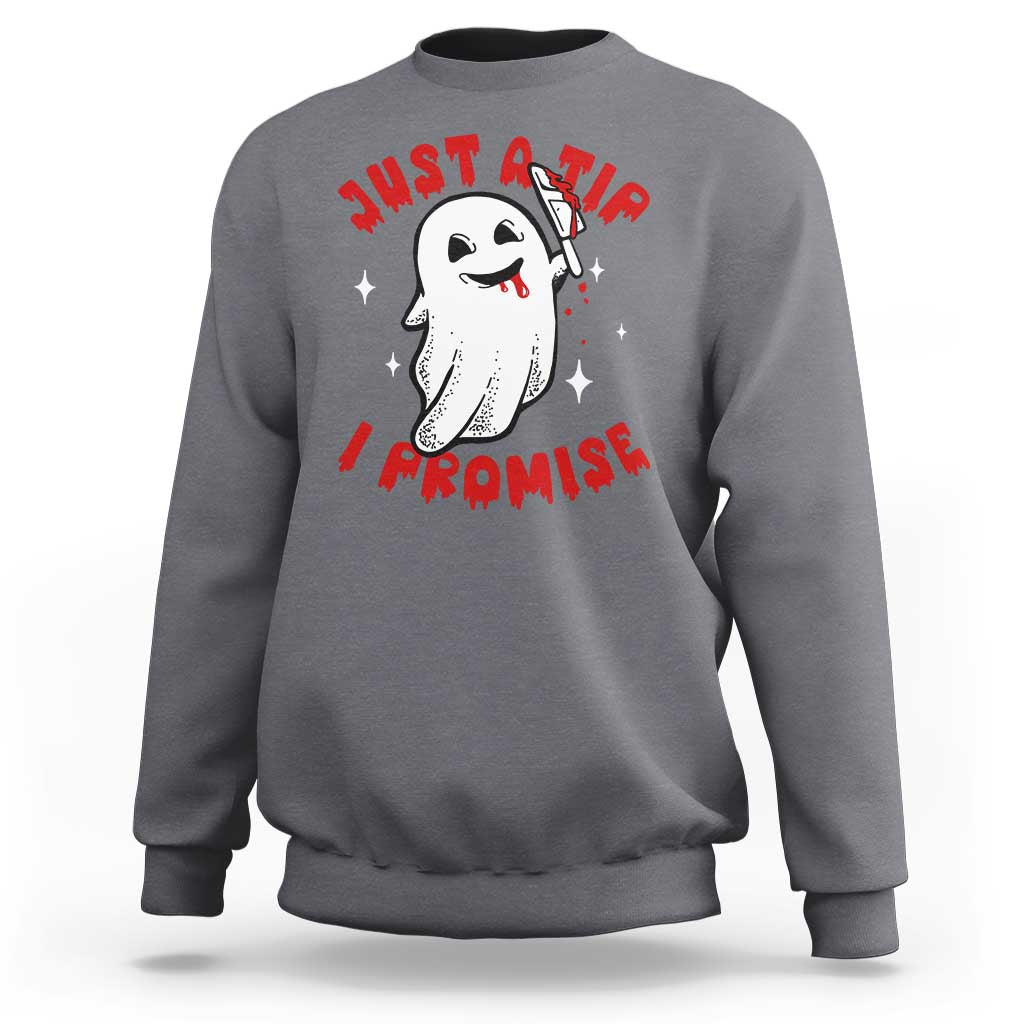 Funny Halloween Sweatshirt Cute Ghost Just The Tip I Promise - Wonder Print Shop