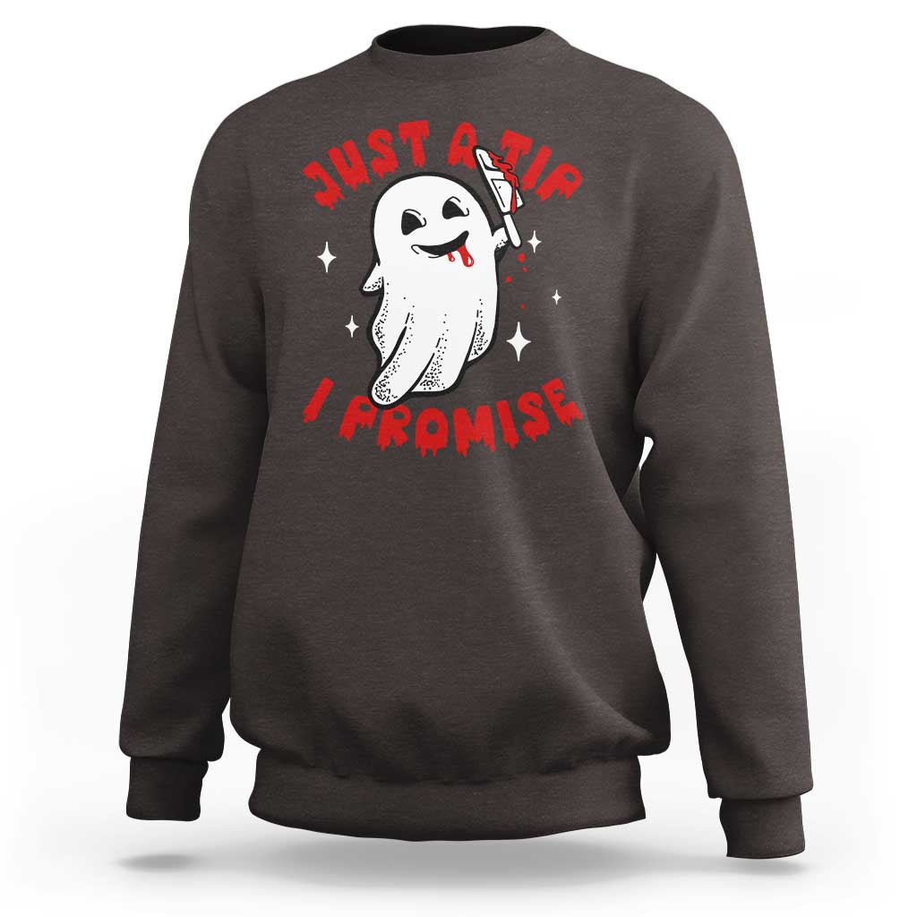 Funny Halloween Sweatshirt Cute Ghost Just The Tip I Promise - Wonder Print Shop