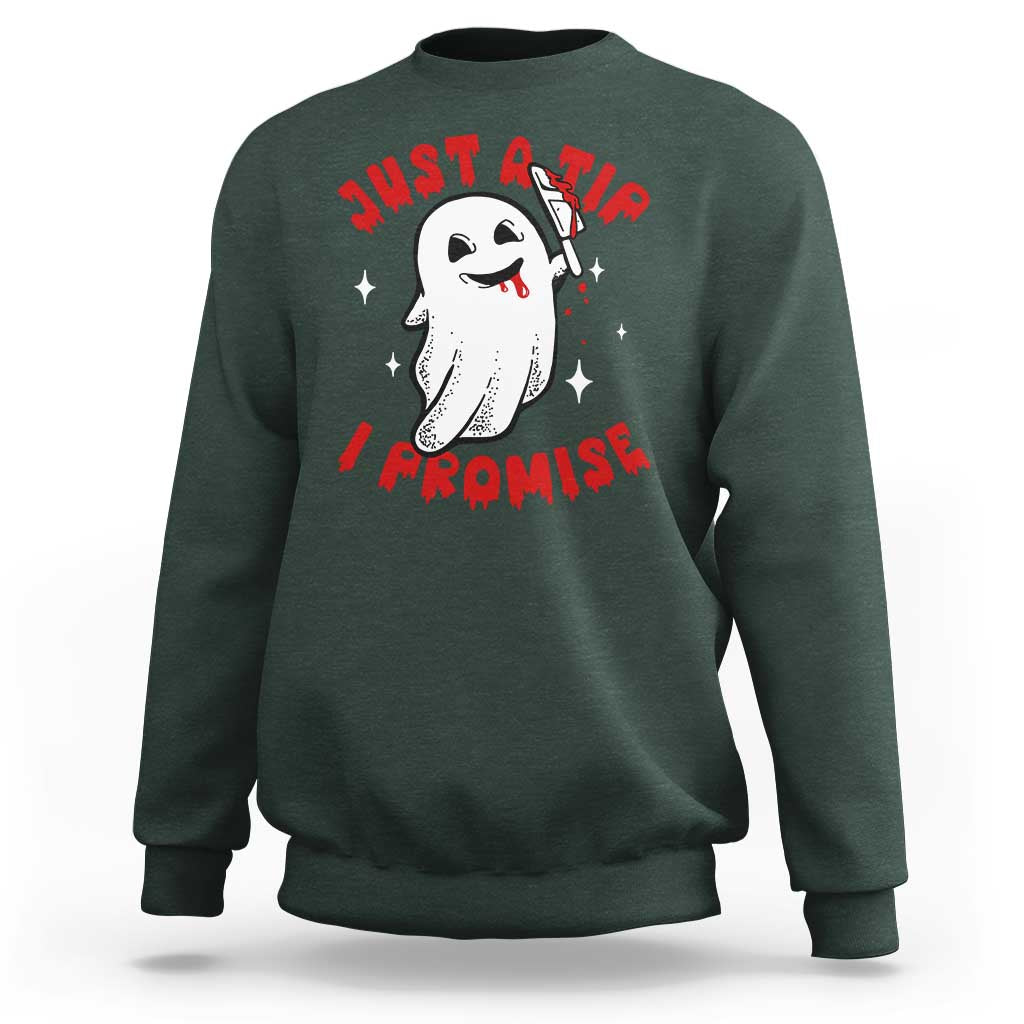 Funny Halloween Sweatshirt Cute Ghost Just The Tip I Promise - Wonder Print Shop