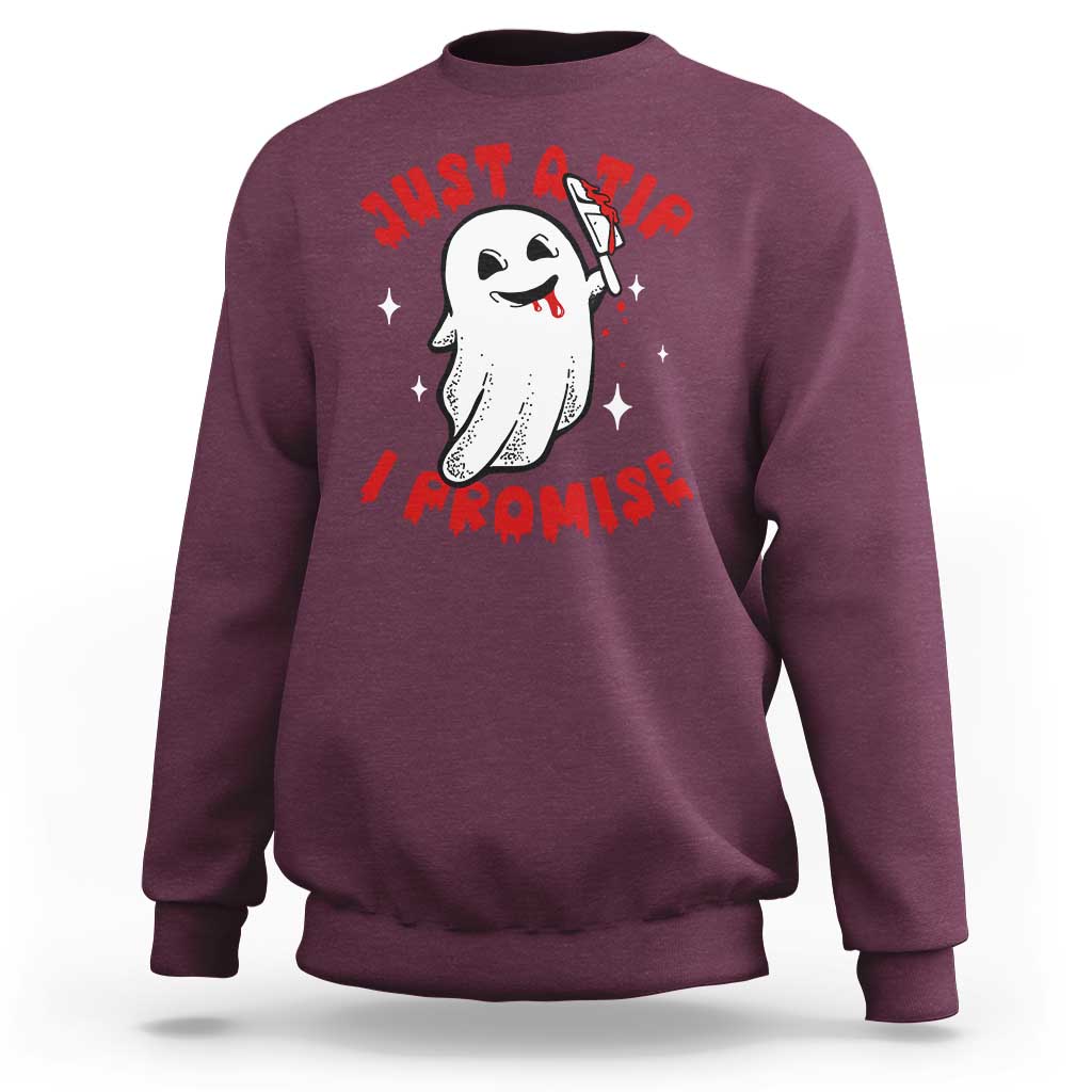 Funny Halloween Sweatshirt Cute Ghost Just The Tip I Promise - Wonder Print Shop