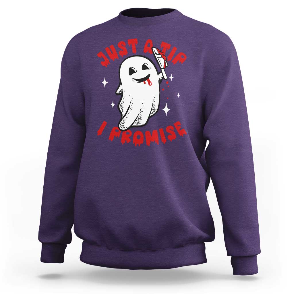 Funny Halloween Sweatshirt Cute Ghost Just The Tip I Promise - Wonder Print Shop