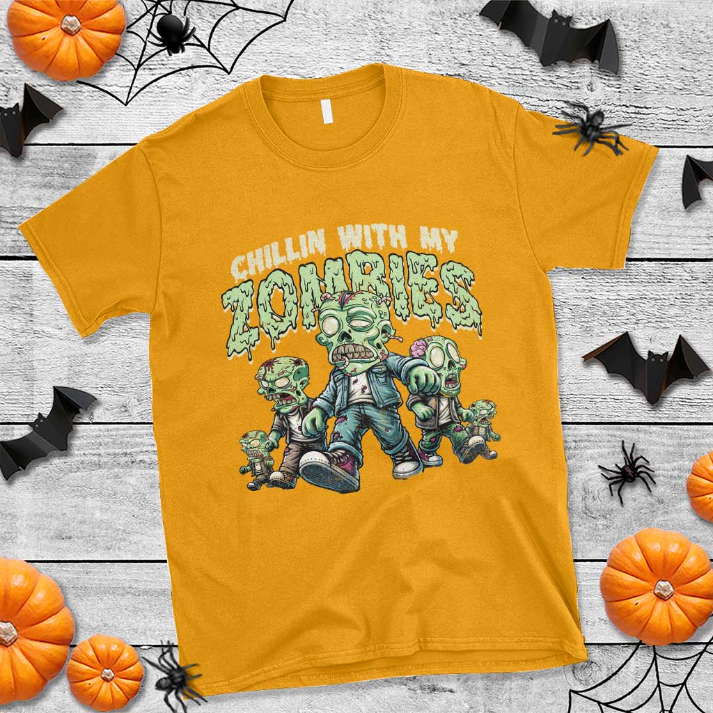 Funny Halloween T Shirt Chillin With My Zombies - Wonder Print Shop