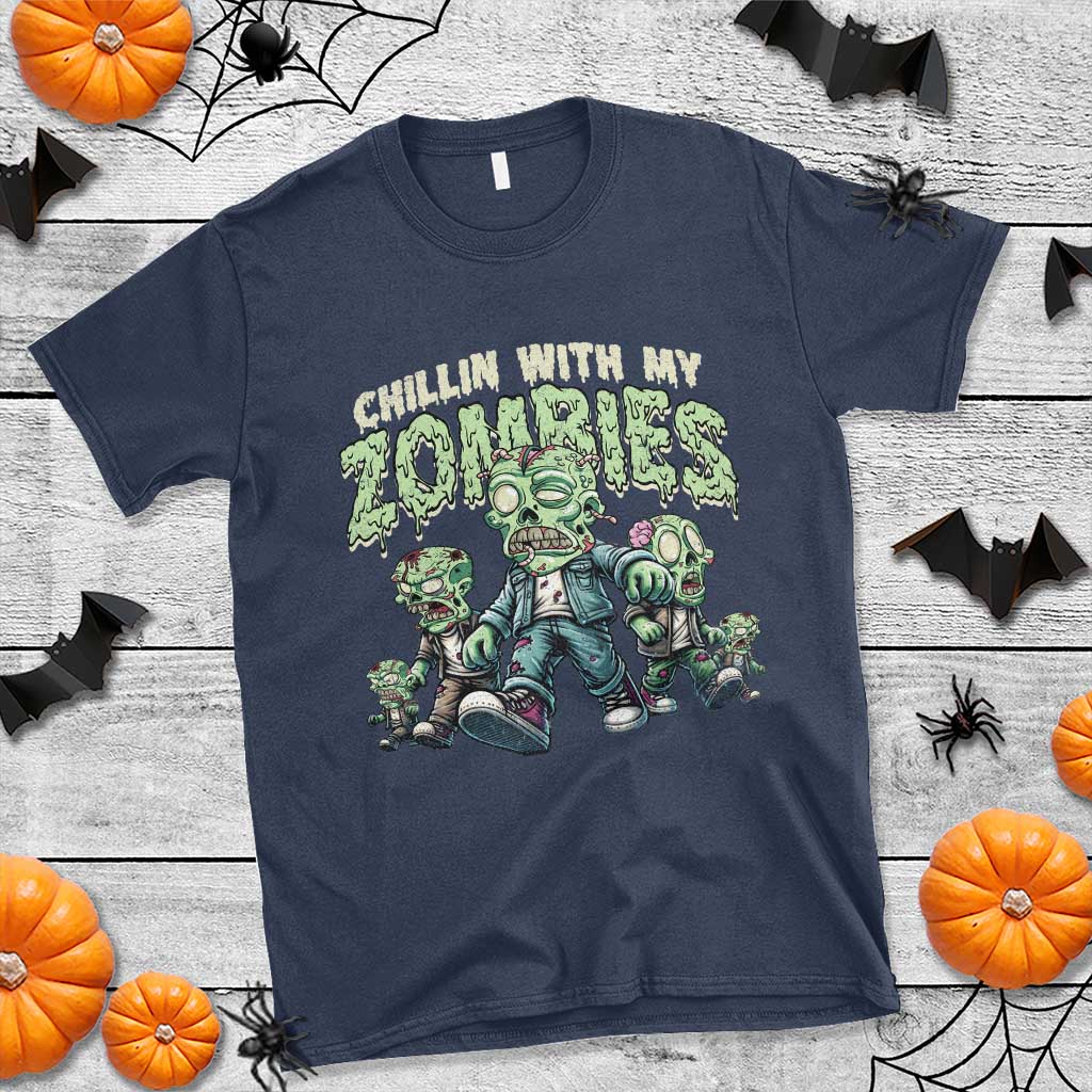 Funny Halloween T Shirt Chillin With My Zombies - Wonder Print Shop