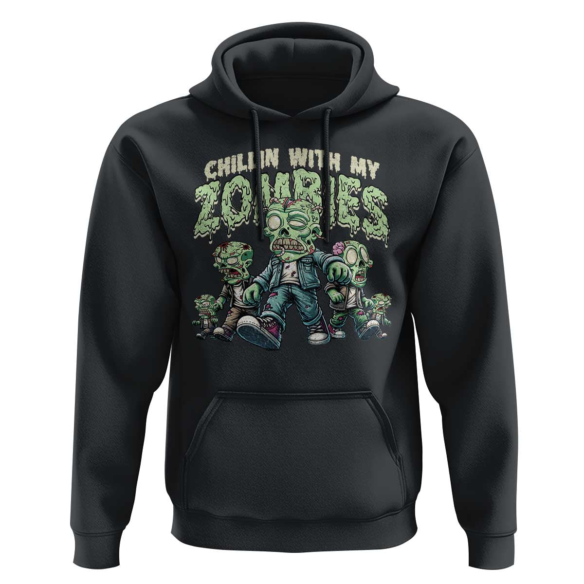 Funny Halloween Hoodie Chillin With My Zombies - Wonder Print Shop