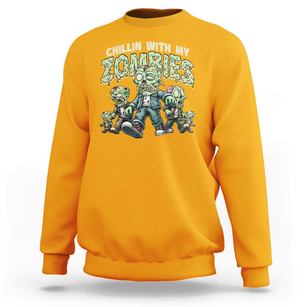 Funny Halloween Sweatshirt Chillin With My Zombies - Wonder Print Shop