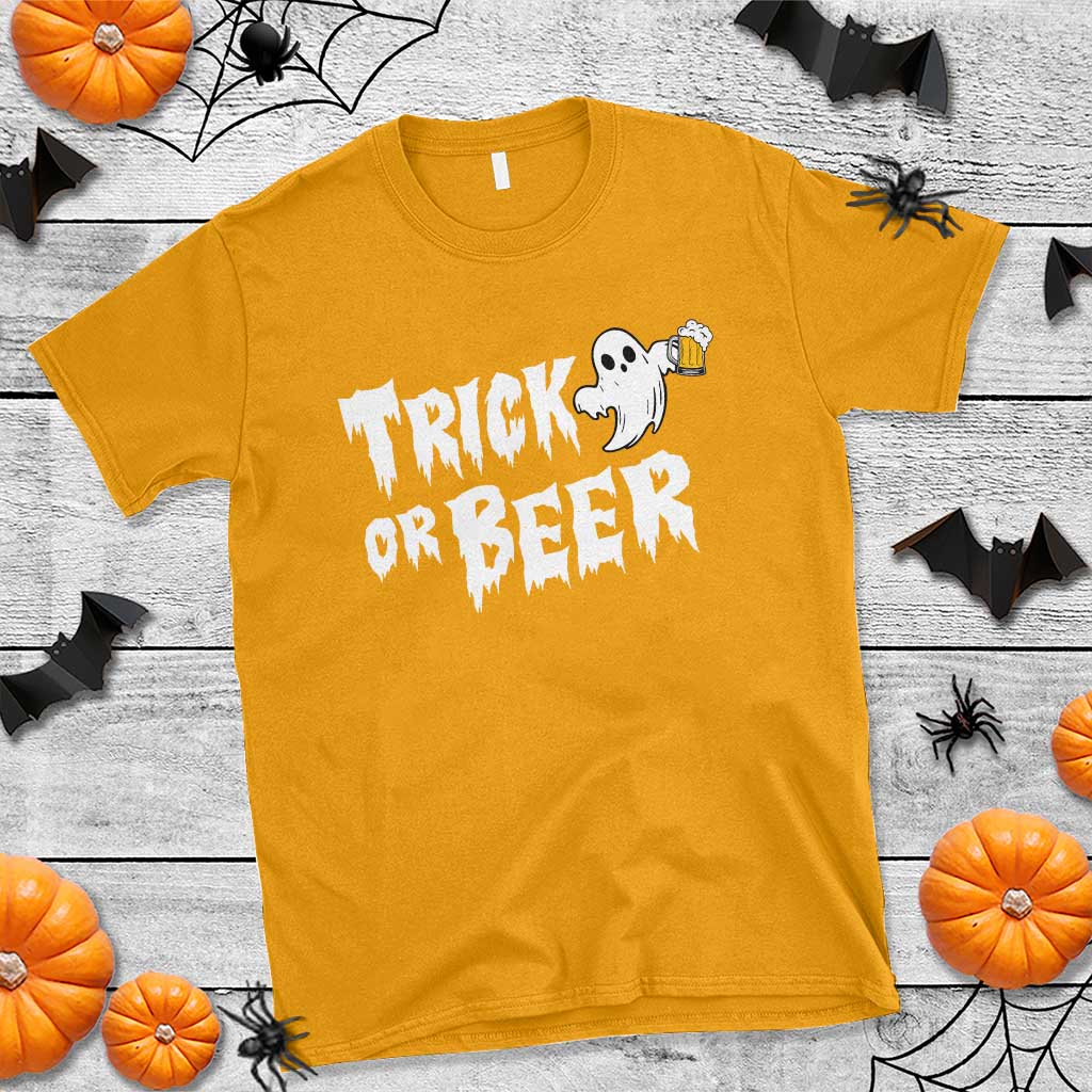 Funny Halloween Beer T Shirt Trick Or Beer Drinking Ghost - Wonder Print Shop