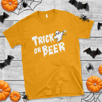 Funny Halloween Beer T Shirt Trick Or Beer Drinking Ghost - Wonder Print Shop